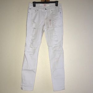 Distressed white skinny jeans - 9